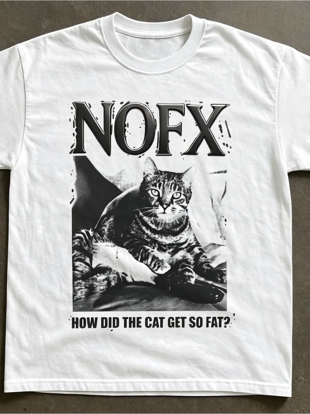 Retro NOFX Fat Cat Punk Band Graphic Womens Mens T-shirt Unisex